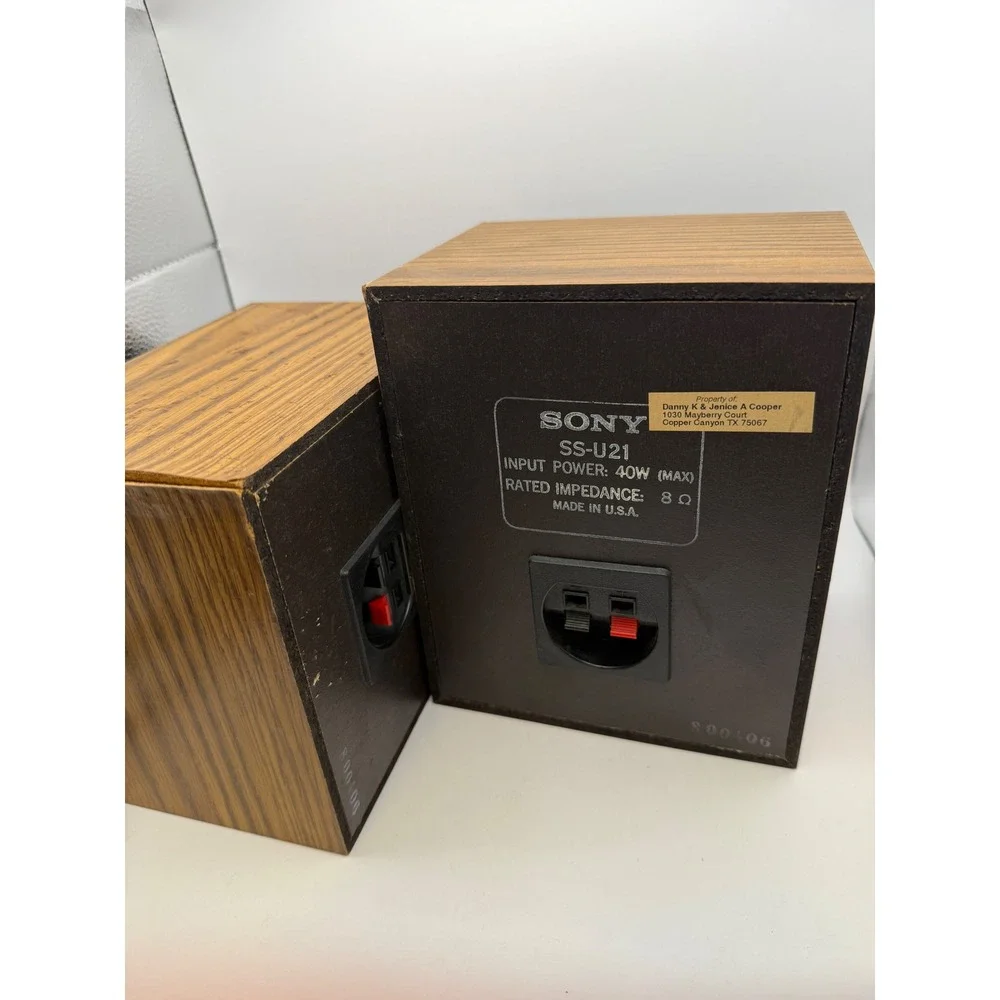 Sony SS-U21 Vintage Bookshelf Speakers Wood Grain 40W 8 Ohm Made in USA Pair